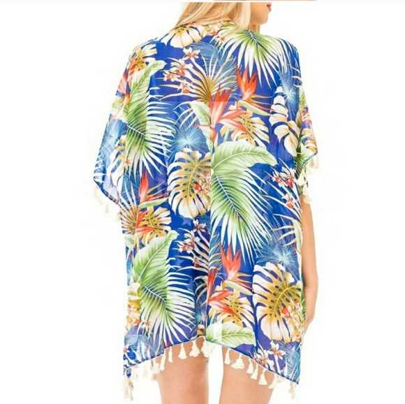 Floral Print Tasseled Kimono Cardigan Coverup - Picture 3 of 4